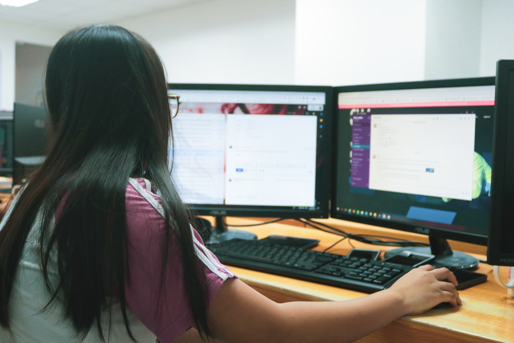 Woman sitting at her workdesk